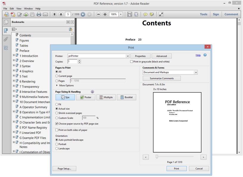 Adobe Acrobat 列印對話方塊